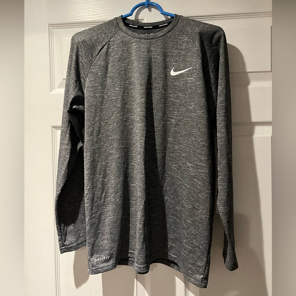 Mens Nike Gray Long Sleeve, Swim, Size M